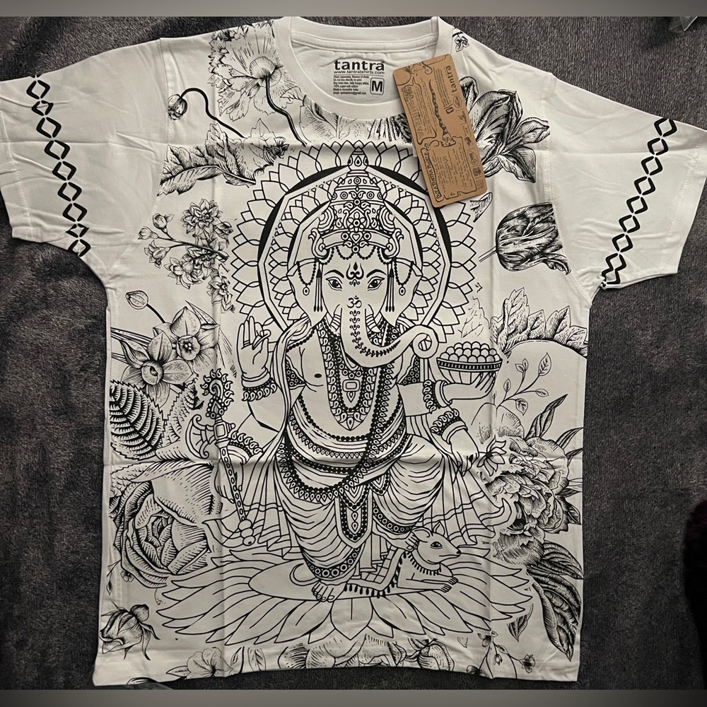 Tantra White Ganesha Graphic T-Shirt NWT M